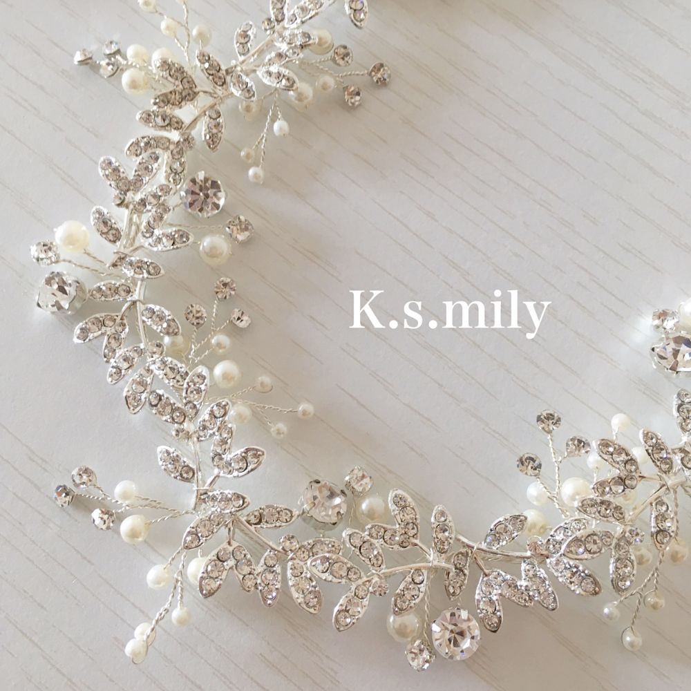 ブライダルヘッドドレス ビジュー パール 小枝アクセサリー a3 【結婚式 ヘアアクセサリー】