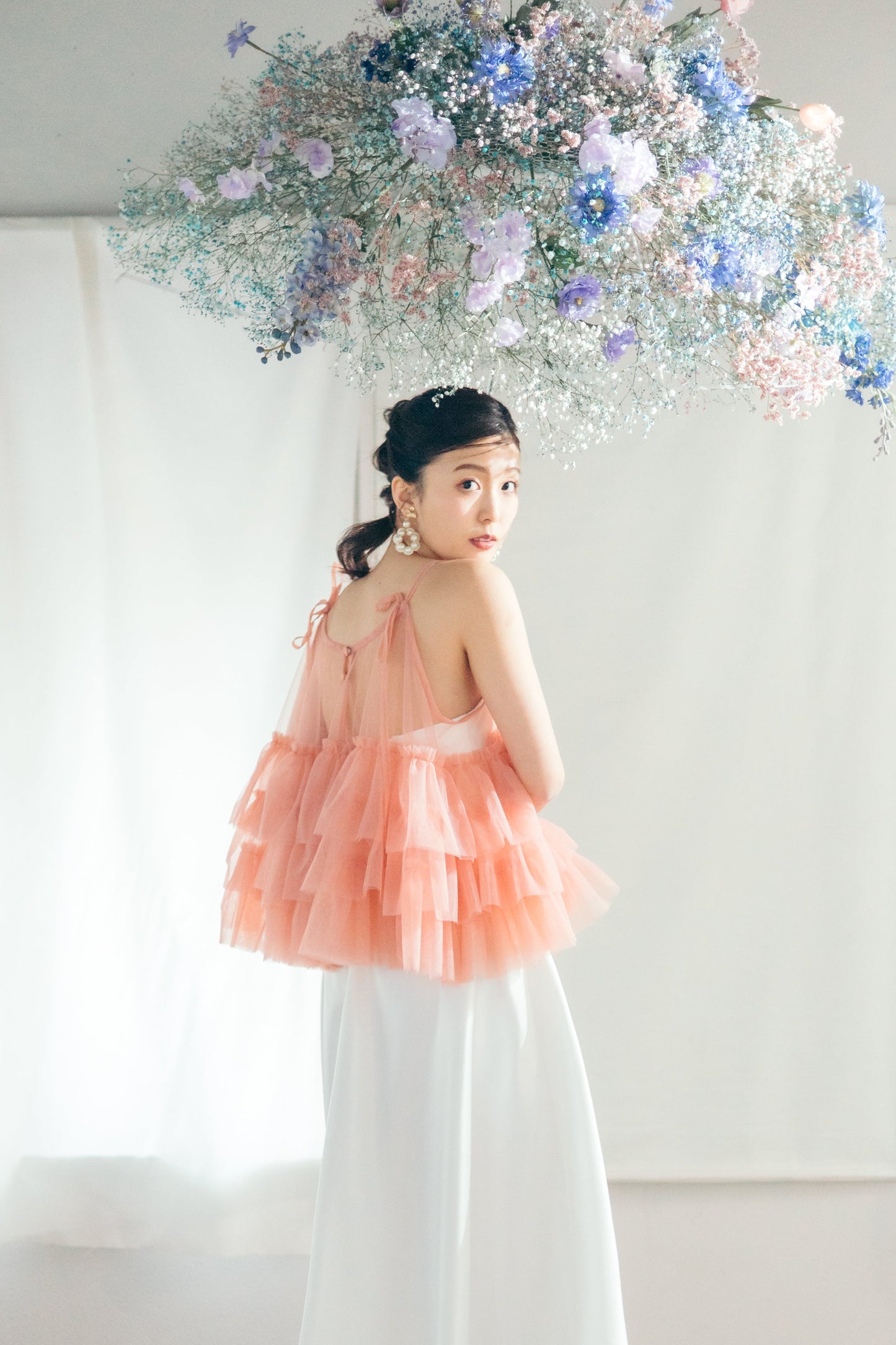 カラードレス/9102464-39/ ピンクカラーティアードキャミソール 【カラードレス】