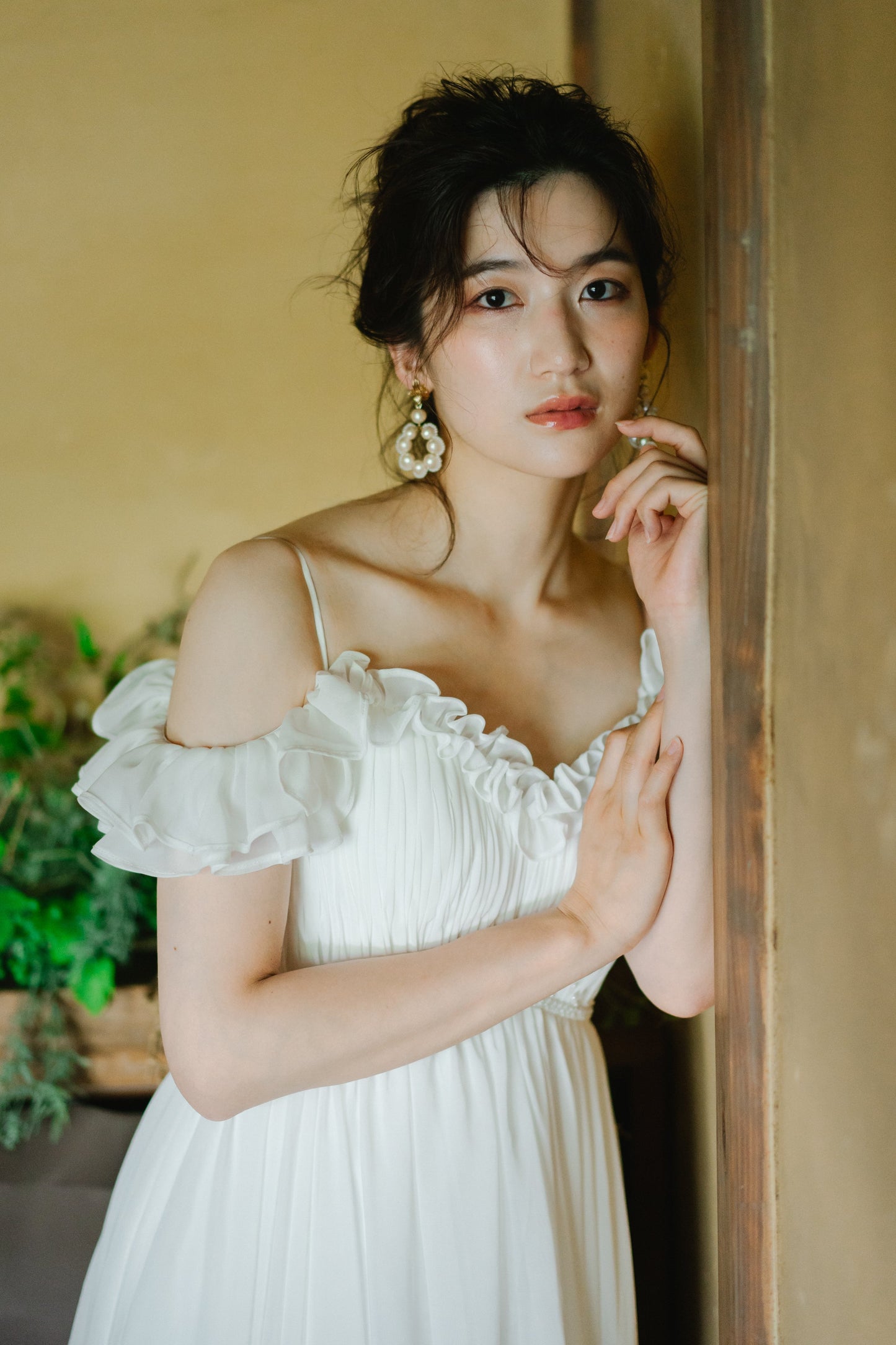 ウェディングドレス/9102491/ キャミソールネックオフショルダーAライン【ウェディングドレス】