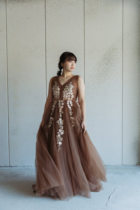 カラードレス/9102500/ ブラウンカラーAライン 【カラードレス】