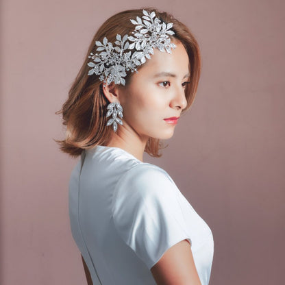 ブライダルヘッドドレス ビジュー リーフ ストーン ボンネ a5 【結婚式　ヘアアクセサリー】