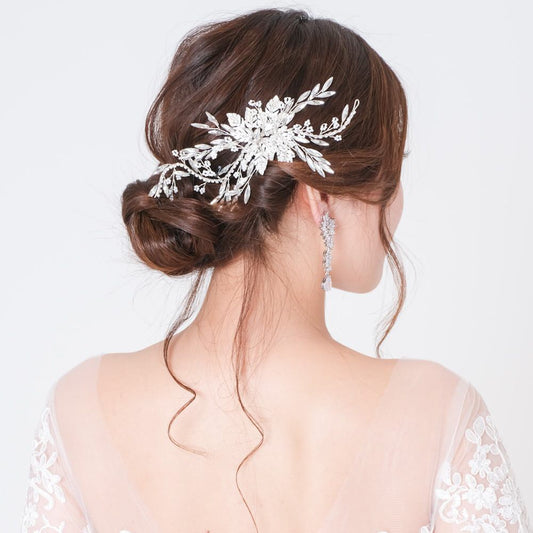ブライダルヘッドドレス リーフ ビジュー ボンネ a7 【結婚式 ヘアアクセサリー】