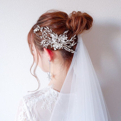 ブライダルヘッドドレス リーフ ビジュー ボンネ a7 【結婚式 ヘアアクセサリー】