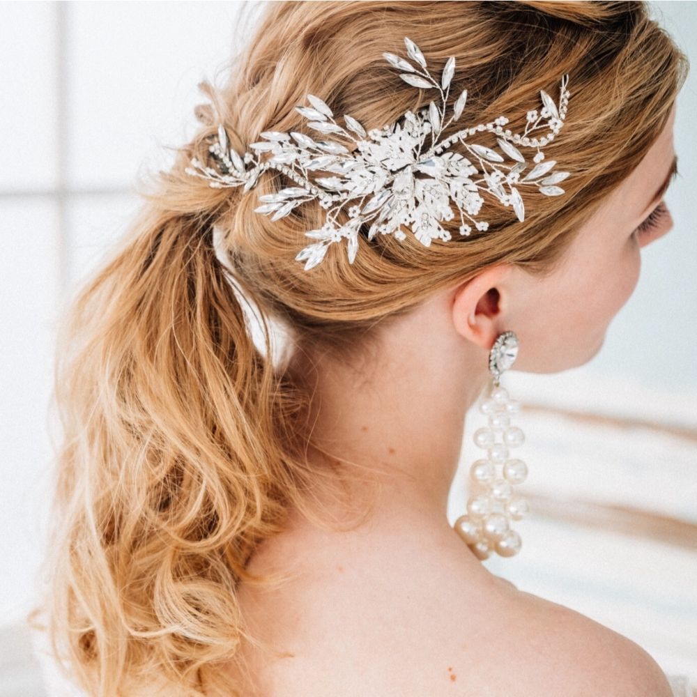 ブライダルヘッドドレス リーフ ビジュー ボンネ a7 【結婚式 ヘアアクセサリー】