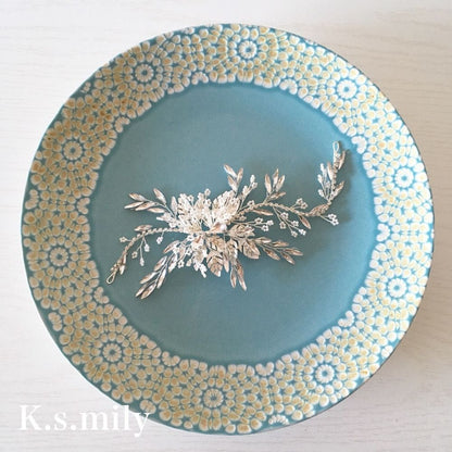 ブライダルヘッドドレス リーフ ビジュー ボンネ a7 【結婚式 ヘアアクセサリー】