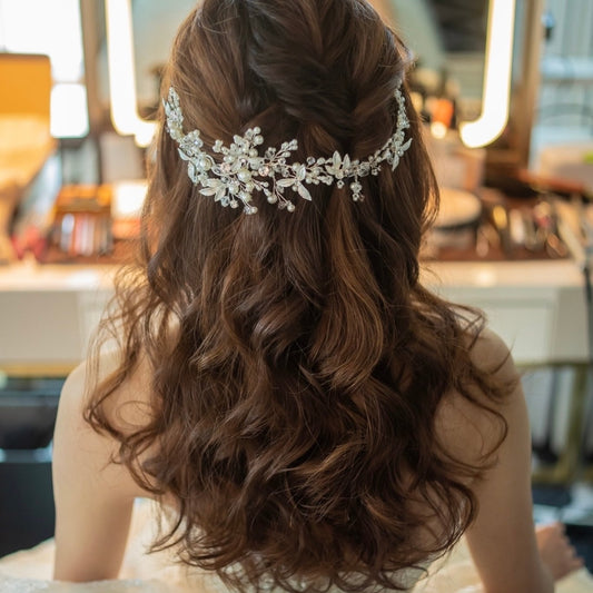 ブライダルヘッドドレス ビジュー リーフ 小枝ヘッドドレス a9 【結婚式 ヘアアクセサリー】