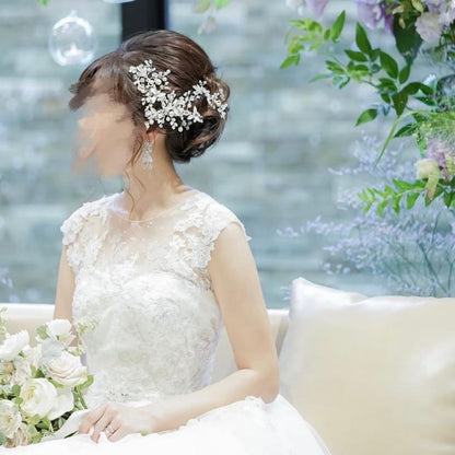 ブライダルヘッドドレス ビジュー リーフ 小枝ヘッドドレス a9 【結婚式 ヘアアクセサリー】