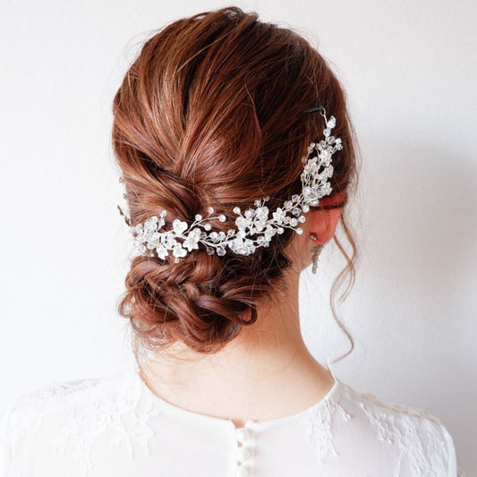 ブライダルヘッドドレス ビジュー リーフ 小枝ヘッドドレス b1 【結婚式 ヘアアクセサリー】