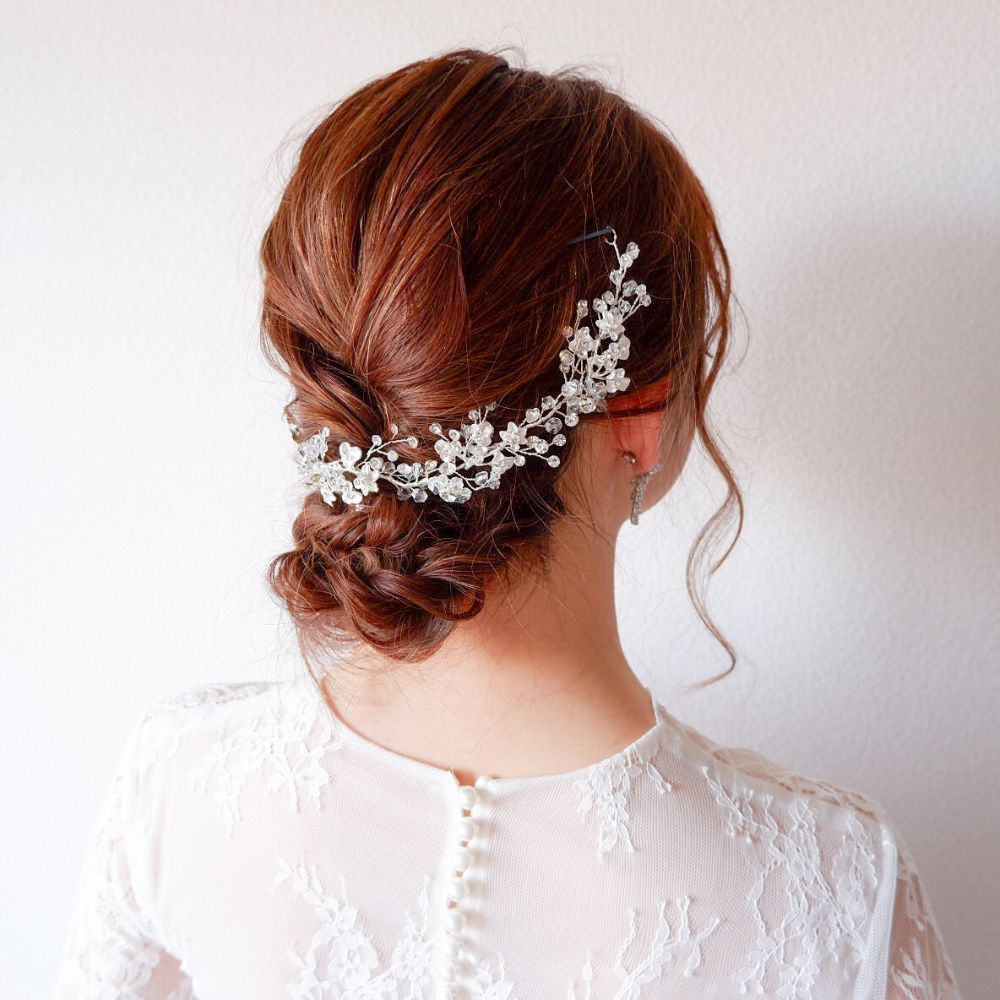 ブライダルヘッドドレス ビジュー リーフ 小枝ヘッドドレス b1 【結婚式 ヘアアクセサリー】