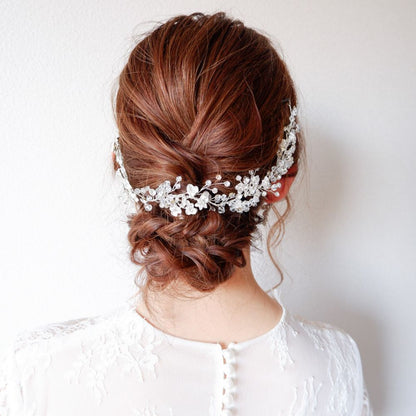 ブライダルヘッドドレス ビジュー リーフ 小枝ヘッドドレス b1 【結婚式 ヘアアクセサリー】