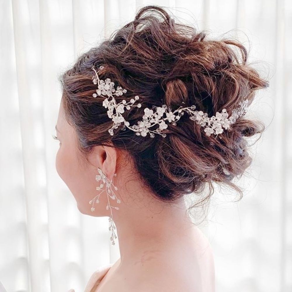 ブライダルヘッドドレス ビジュー リーフ 小枝ヘッドドレス b1 【結婚式　ヘアアクセサリー】