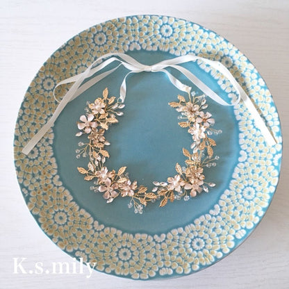 ブライダルヘッドドレス ビジュー フラワー 小枝ヘッドドレス b2 【結婚式 ヘアアクセサリー】