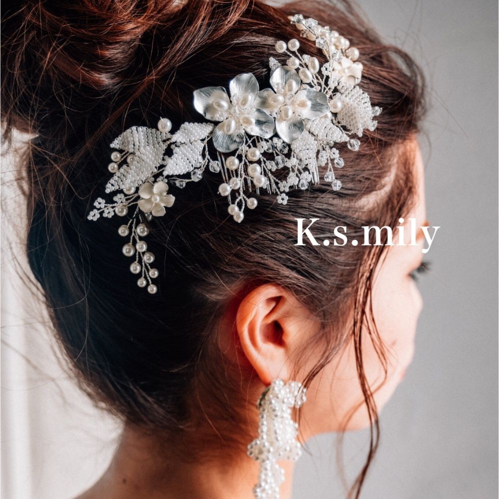 ブライダルヘッドドレス パール ビジュー ヘッドコーム b5 【結婚式 ヘアアクセサリー】