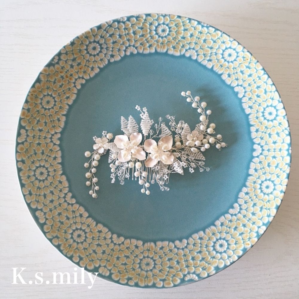 ブライダルヘッドドレス パール ビジュー ヘッドコーム b5 【結婚式 ヘアアクセサリー】