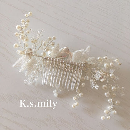 ブライダルヘッドドレス パール ビジュー ヘッドコーム b5 【結婚式 ヘアアクセサリー】