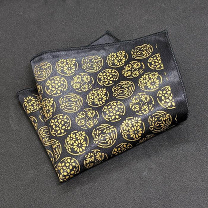 【着物職人手作り 金彩シルクポケットチーフ】ブラック ゴールド Nsplus 19678 【結婚式 ハンカチ チーフ 小物】