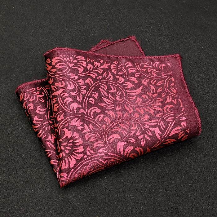 【着物職人手作り 金彩シルクポケットチーフ】ピンク レッド Nsplus 19914 【結婚式 ハンカチ チーフ 小物】