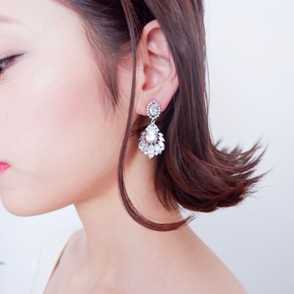 【ピアス】ビジュー クリスタル ウェディング ブライダルピアス c1 【結婚式 ピアス イヤリング】