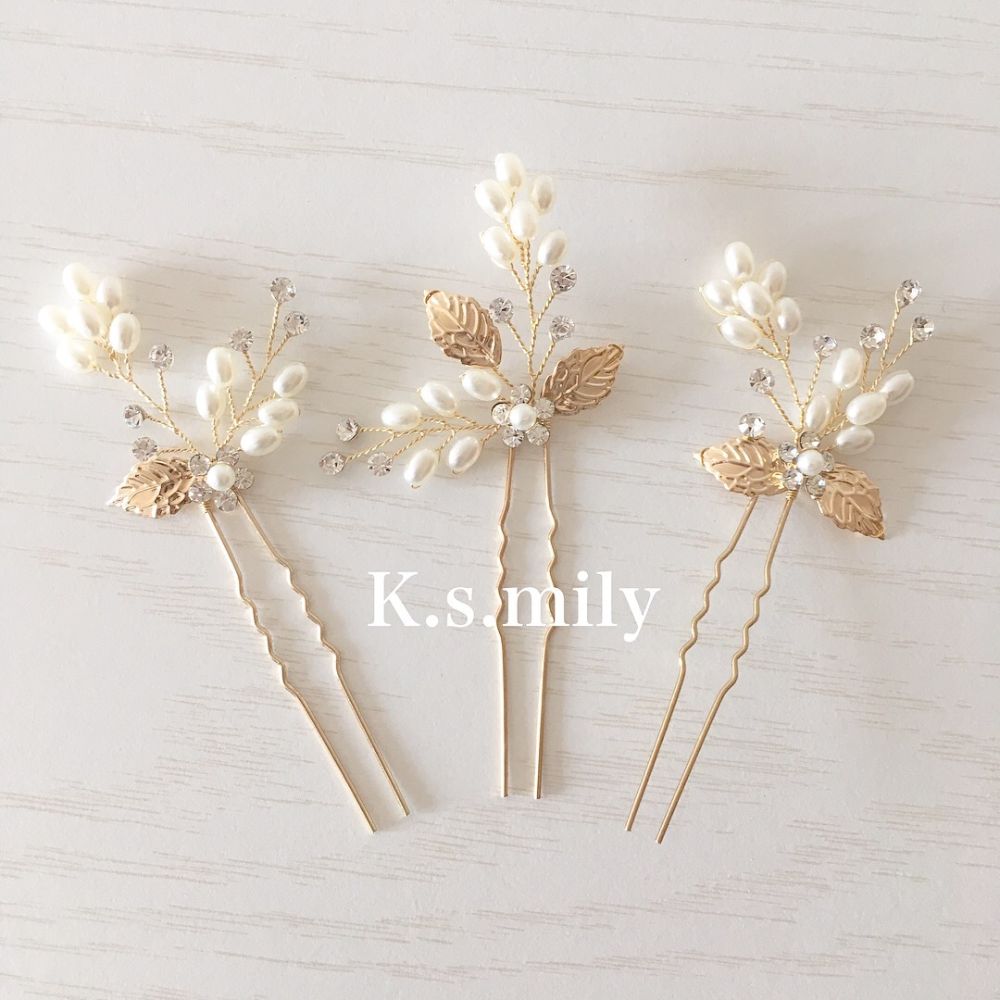 ビジュー フラワー リーフ ヘッドドレス ゴールド b8/ブライダル