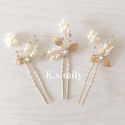 ビジュー フラワー リーフ ヘッドドレス ゴールド b8/ブライダルアクセサリー 【結婚式 ヘアアクセサリー】