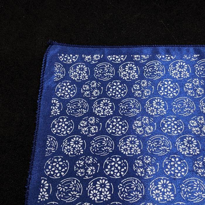 着物職人手作り 金彩シルクポケットチーフ】シルバー ブルー Nsplus