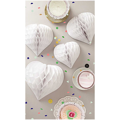 HONEYCOMB PAPER HEARTS, WHITE 【結婚式 その他ウェルカムグッズ】