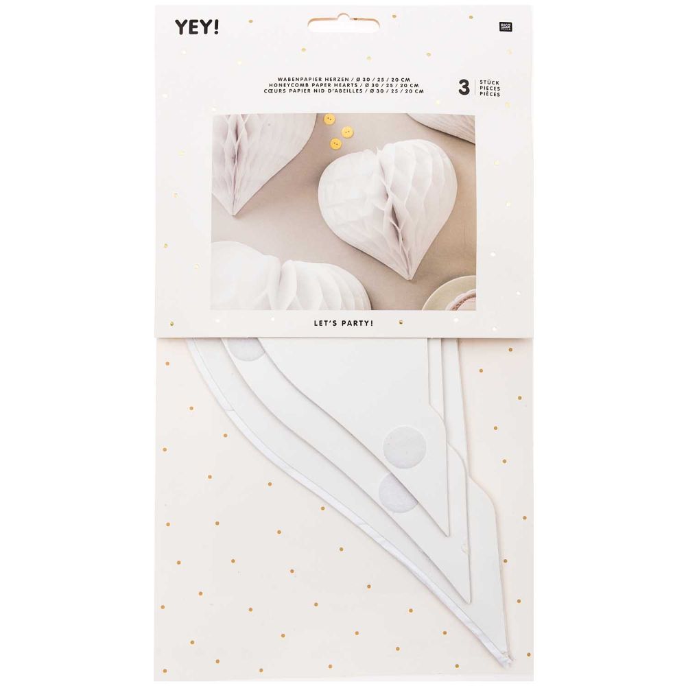 HONEYCOMB PAPER HEARTS, WHITE 【結婚式 その他ウェルカムグッズ】