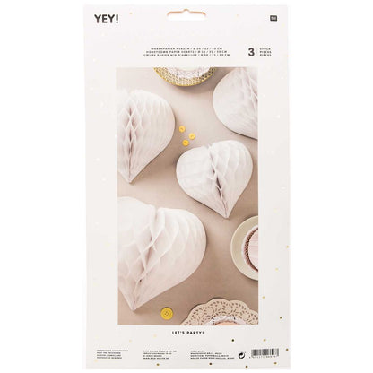 HONEYCOMB PAPER HEARTS, WHITE 【結婚式 その他ウェルカムグッズ】