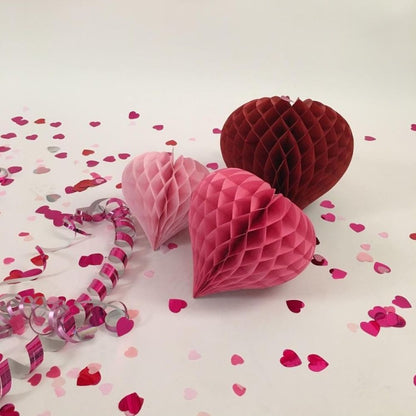 HONEYCOMB PAPER HEART, PIN/RED 【結婚式 その他ウェルカムグッズ】