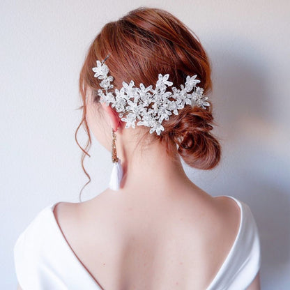 ブライダルヘッドドレス ビジュー レース パール ボンネ b9 【結婚式 ヘアアクセサリー】