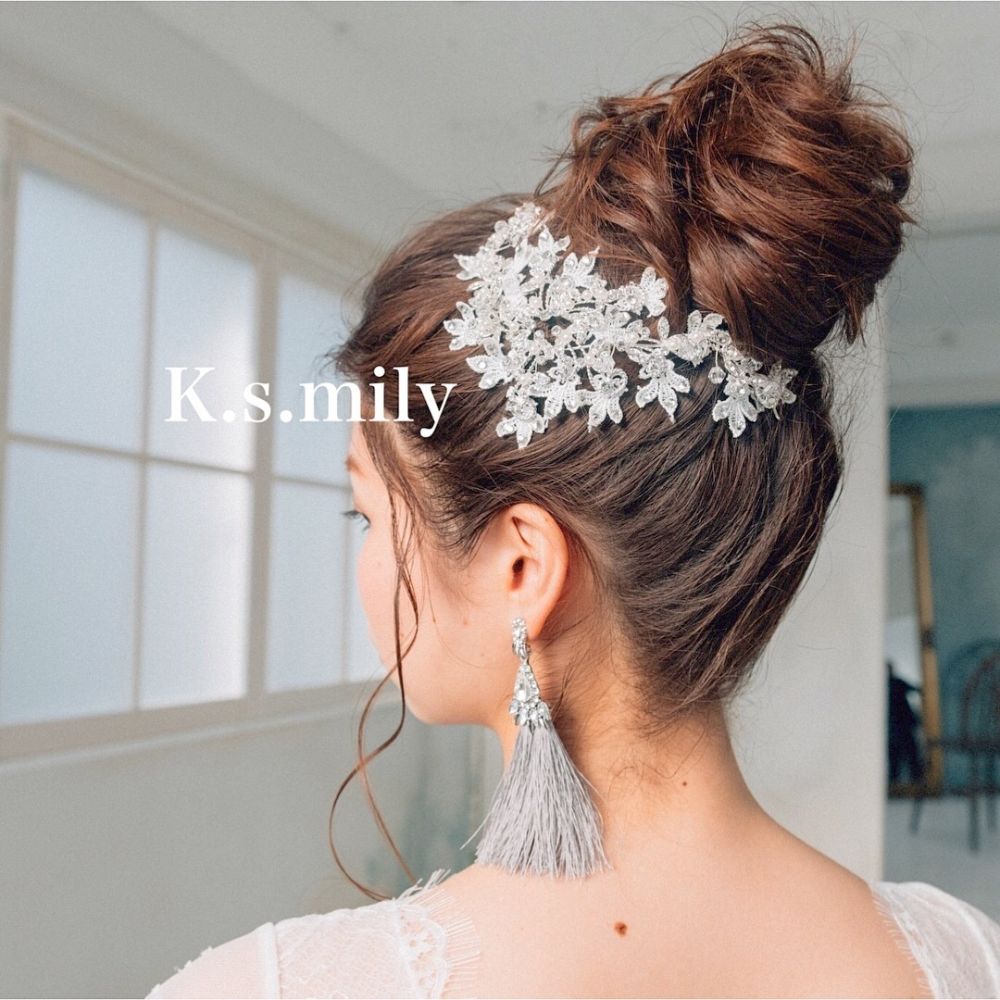 ブライダルヘッドドレス ビジュー レース パール ボンネ b9 【結婚式