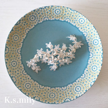 ブライダルヘッドドレス ビジュー レース パール ボンネ b9 【結婚式 ヘアアクセサリー】