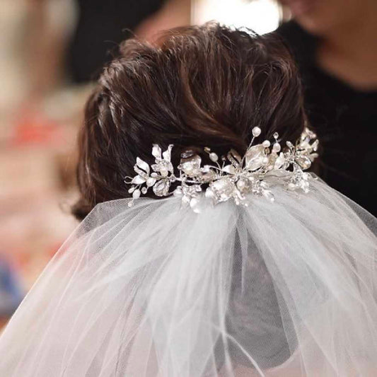 ブライダルヘッドドレス ビジュー リーフ パール ボンネ d1 【結婚式 ヘアアクセサリー】