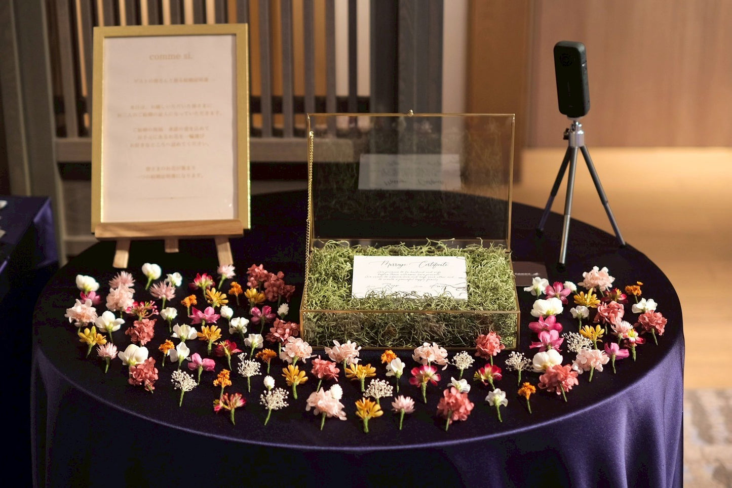 【comme si._ clé】 木箱 正方形 30名〜60名〈ゲスト参加型結婚証明書〉