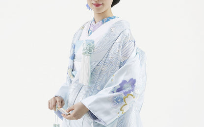 鳳凰桜文 青:着付け1点(お引上げ込) 【結婚式 和装 色打掛 レンタル】