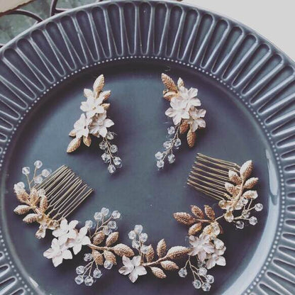 トレゾア髪飾りとイヤリングセット 【結婚式 ヘアアクセサリー】