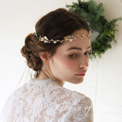 葉っぱと木の実冠 【フォイユゴールド&シルバー】 【結婚式 ヘアアクセサリー】