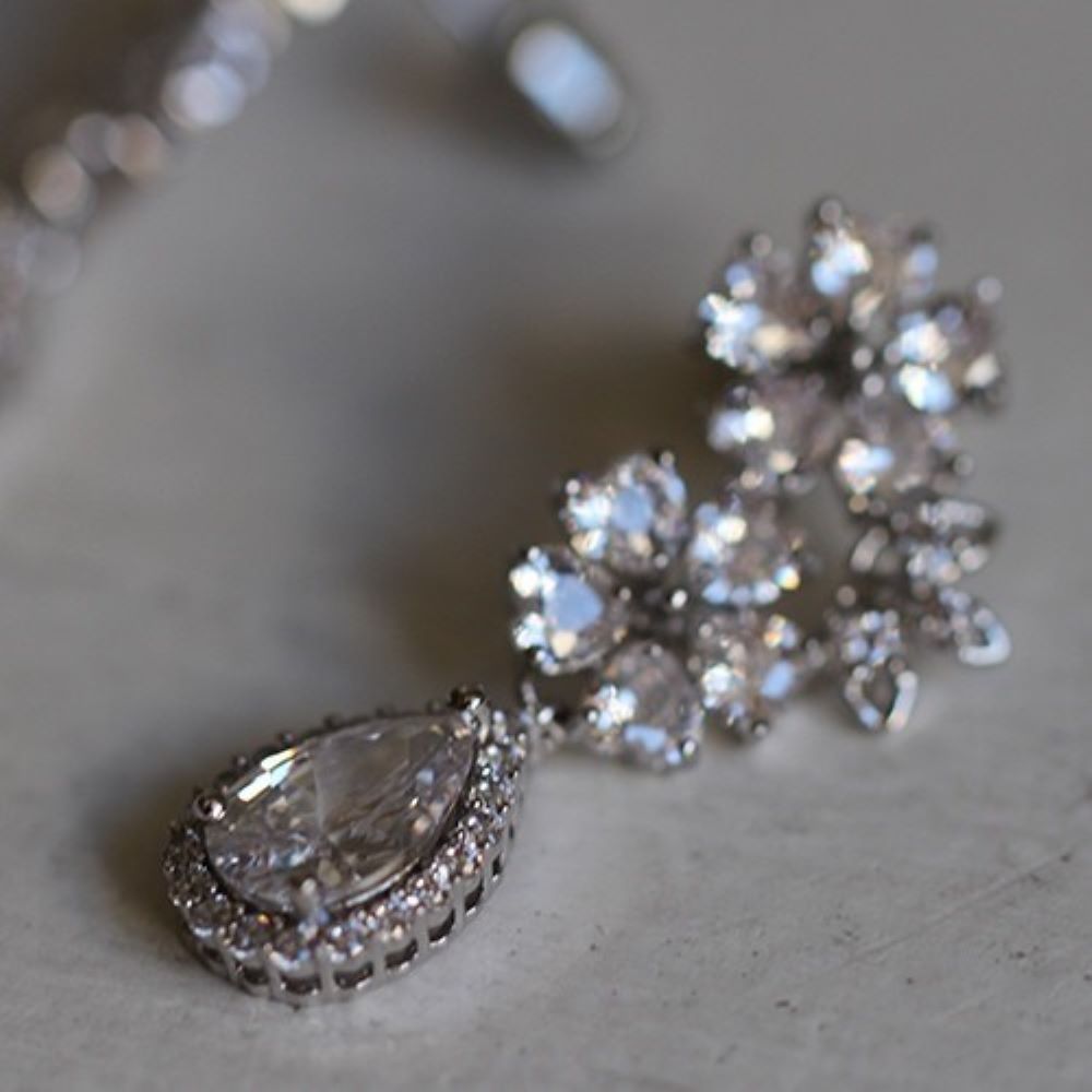 フルールブーケネックレスセット ピアス,イヤリング 【結婚式 アクセサリーセット】