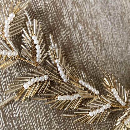 ボタニカルbohビーズ冠 【結婚式 ヘアアクセサリー】