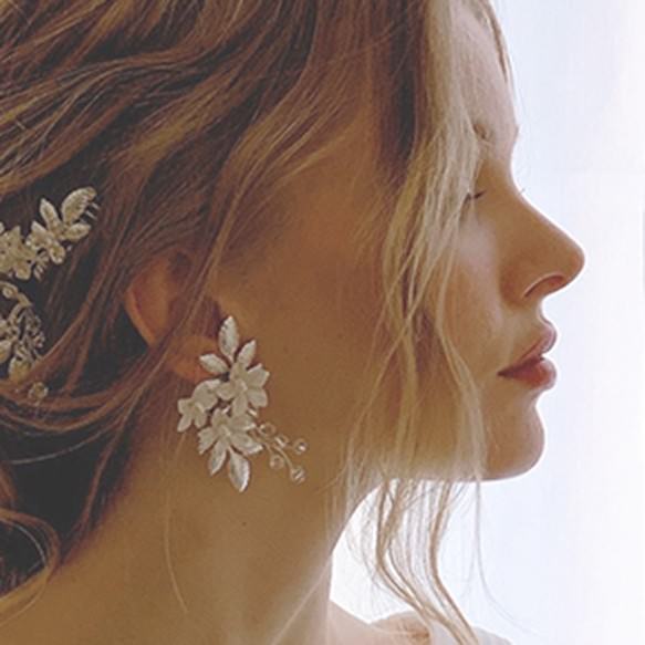 リーフモチーフ【トレゾアイヤリング単品】 【結婚式 ピアス イヤリング】