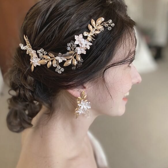 リーフモチーフ【トレゾアイヤリング単品】 【結婚式 ピアス イヤリング】