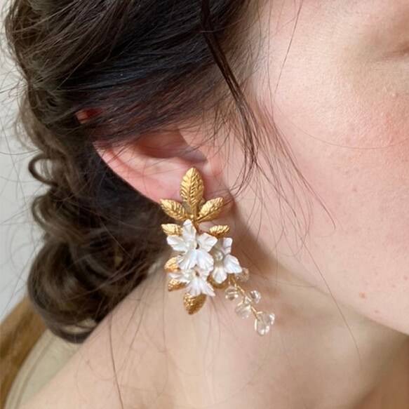 リーフモチーフ【トレゾアイヤリング単品】 【結婚式 ピアス イヤリング】