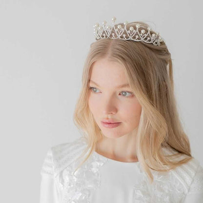 シルバーゴールド ティアラ【パールシンプルティアラ】 【結婚式 ヘアアクセサリー】