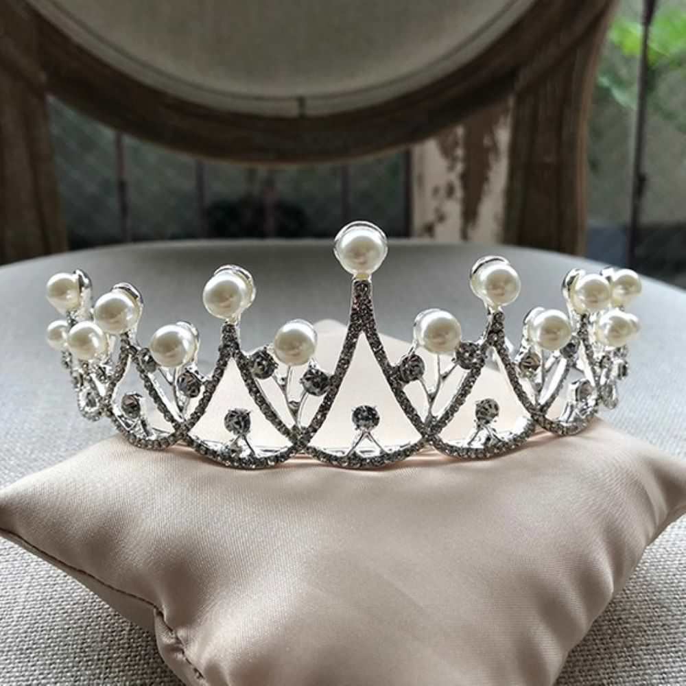 シルバーゴールド ティアラ【パールシンプルティアラ】 【結婚式 ヘアアクセサリー】