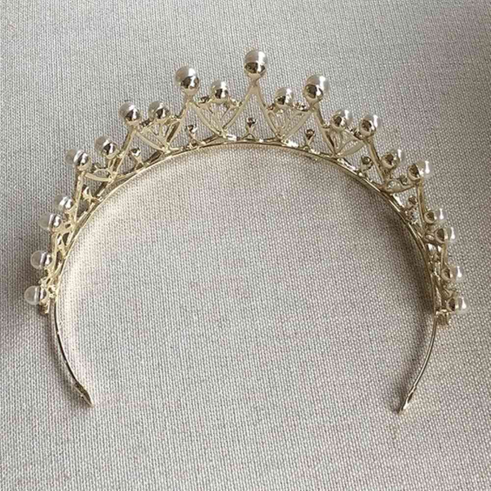 シルバーゴールド ティアラ【パールシンプルティアラ】 【結婚式 ヘアアクセサリー】