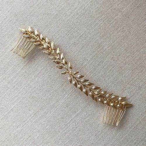 【goldの葉】 【結婚式 ヘアアクセサリー】