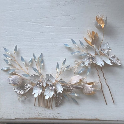 露草ヘッドアクセ 【結婚式 ヘアアクセサリー】