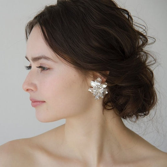 シルバーゴールド イヤリング【アザレアイヤリング】 【結婚式 ピアス イヤリング】