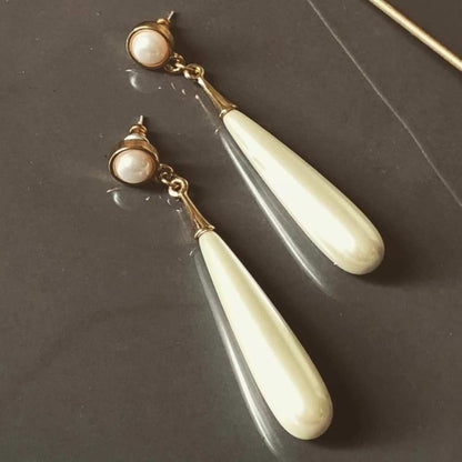 パールピアス/イヤリング【ロングドロップパール】 【結婚式 ピアス イヤリング】