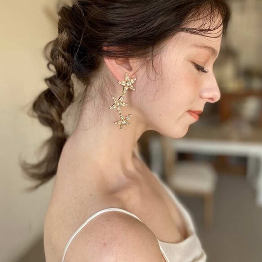 星モチーフ イヤリング 【星ゴールド3×2】 【結婚式 ピアス イヤリング】